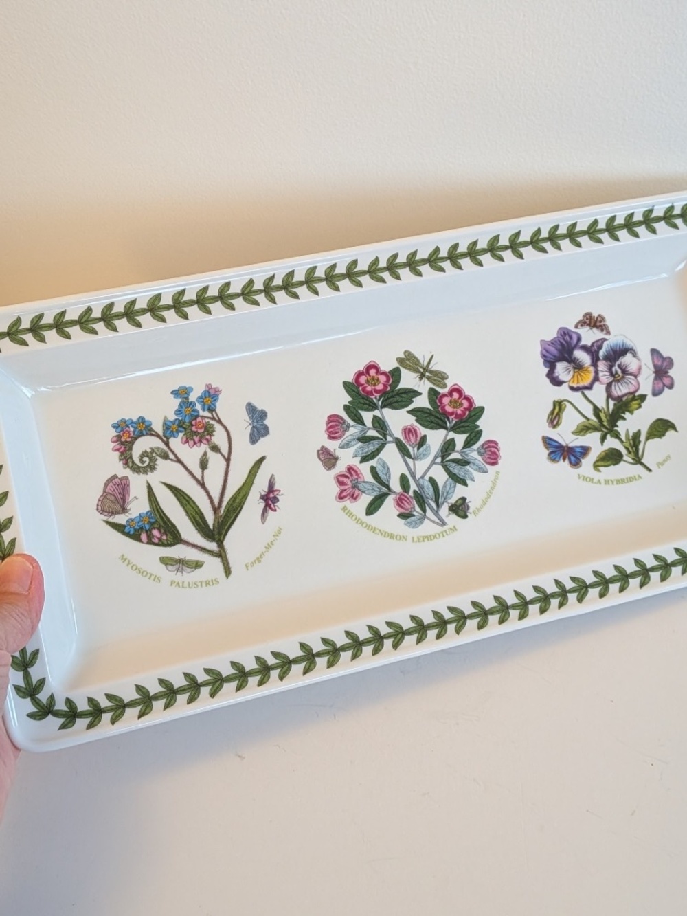 Portmeirion Botanic Garden Rectangular Serving Platter Tray Forget-me-not Pansy